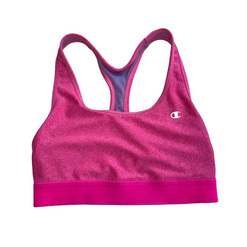 Champion Pink Heathered Racerback Sports Bra Medium Support Size M